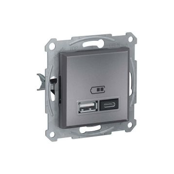 Schneider EPH2700362 Asfora 2li 2.4 Çelik Çerçeveli USB Prizi