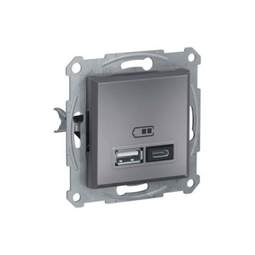 Schneider EPH2700362 Asfora 2li 2.4 Çelik Çerçeveli USB Prizi