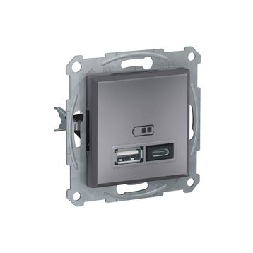 Schneider EPH2700362 Asfora 2li 2.4 Çelik Çerçeveli USB Prizi