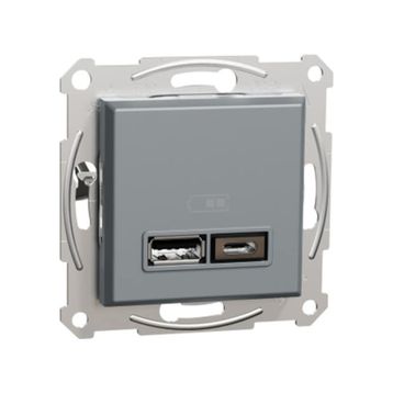 Schneider EPH2700362 Asfora 2li 2.4 Çelik Çerçeveli USB Prizi