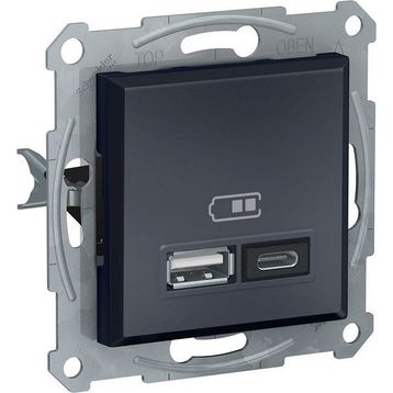 Schneider EPH2700371 Asfora 2li 2.4 Antrasit Çerçeveli USB Prizi