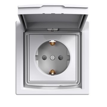 Schneider EPH3100321 Asfora Beyaz IP44 Çocuk Korumalı Kapaklı Topraklı Priz