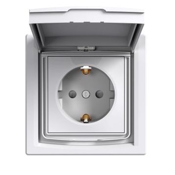 Schneider EPH3100321 Asfora Beyaz IP44 Çocuk Korumalı Kapaklı Topraklı Priz