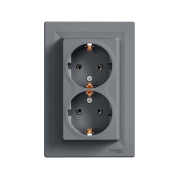 Schneider EPH9900162 Asfora Çelik 2'li Topraklı Priz