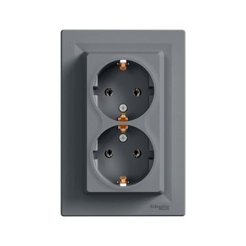 Schneider EPH9900162 Asfora Çelik 2'li Topraklı Priz