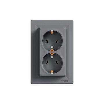 Schneider EPH9900162 Asfora Çelik 2'li Topraklı Priz