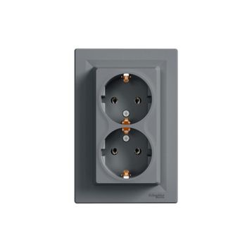 Schneider EPH9900162 Asfora Çelik 2'li Topraklı Priz
