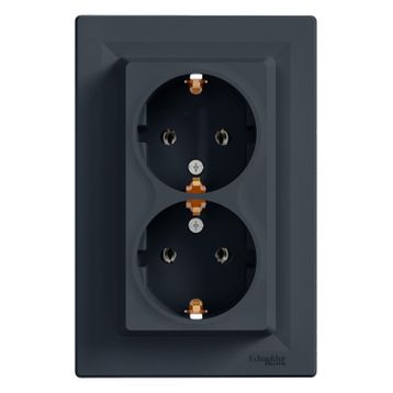 Schneider EPH9900171 Çerçeveli Asfora Plus Antrasit İkili Topraklı Priz
