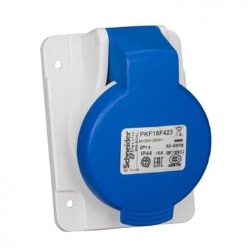 Schneider PKF16F423 Pratika 3x16A 2P+T IP44 Monofaze Vidalı Bağlantı Eğik Makina Prizi