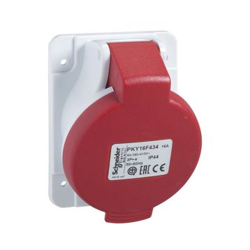 Schneider PKY16F434 Pratika 380-415V AC 4x16A 3P+E Trifaze IP44 Hızlı Bağlantı Eğik Makine Prizi