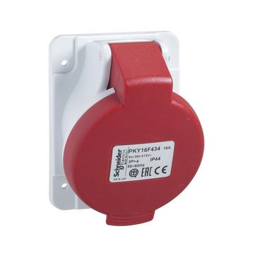Schneider PKY16F434 Pratika 380-415V AC 4x16A 3P+E Trifaze IP44 Hızlı Bağlantı Eğik Makine Prizi