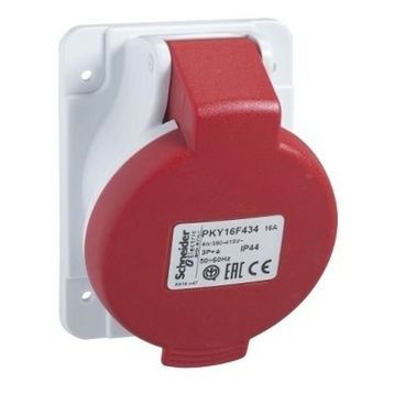 Schneider PKY16F434 Pratika 380-415V AC 4x16A 3P+E Trifaze IP44 Hızlı Bağlantı Eğik Makine Prizi