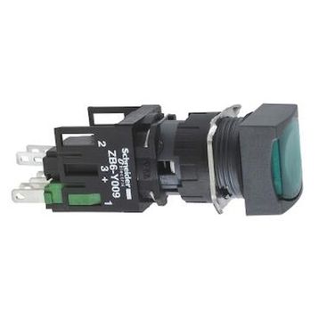 Schneider XB6-CW3B1B Yeşil Kare Yaylı Işıklı Buton