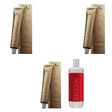 Schwarzkopf İgora 3 Adet Royal Absolutes 7-10 Kumral Sandre Doğal Saç Boyası + 1 lt Oksidan