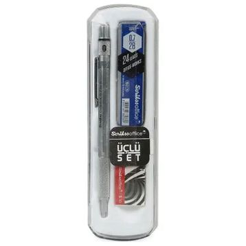 Scrikss Graph-X Saten Gri 0.7 mm 3'lü Kalem Set