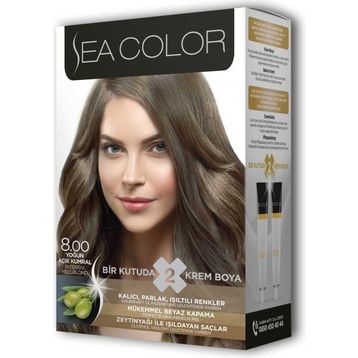 Sea Color 2 adet 8/0 Açık Kumral Krem Boya 100 ml Saç Boyası
