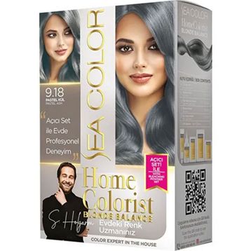 Sea Color 2 Tüp Home Colorist 9.18 Pastel Kül Premium Evde Profesyonel Sonuç Saç Boyası