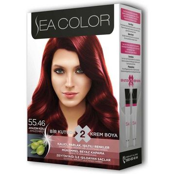 Sea Color Amazon Kızılı No:55.46 2 Tüp Krem Saç Boyası Seti