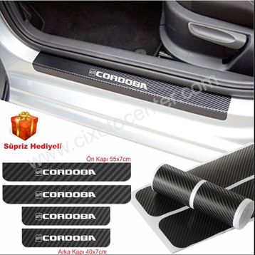 Seat Cordoba 4 Adet Karbon Kapı Eşiği Sticker