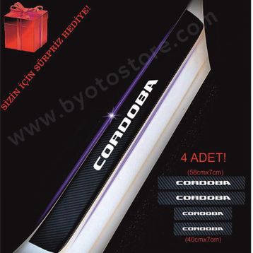 Seat Cordoba 4 Adet Karbon Kapı Eşiği Sticker