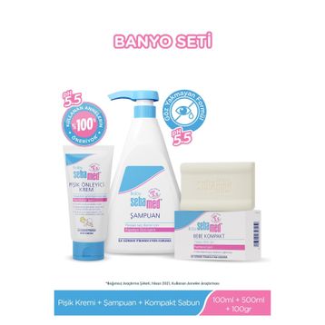 Sebamed 500 ml Şampuan + 100 ml Pişik Önleyici Krem + 100 gr Kompat Sabun Bebek Seti