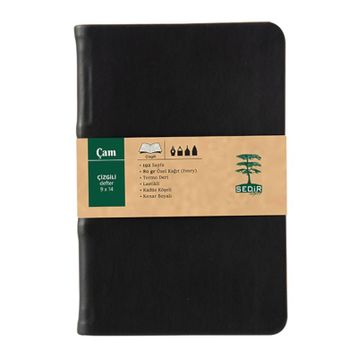 Sedir Defter Çam Serisi Siyah 9x14 cm Çizgili Defter