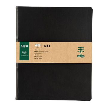 Sedir Defter Söğüt Serisi Siyah 18,5x23,5 cm Çizgili Defter
