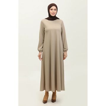 Sefamerve 0650-04 Vizon Kolu Lastikli Kadın Elbise
