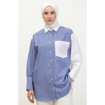 Sefamerve 4814-01 Saks Kadın Gömlek