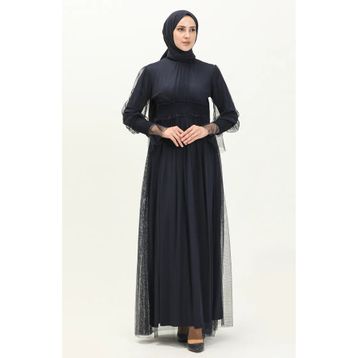 Sefamerve 5572-01 Lacivert Kadın Abiye Elbise