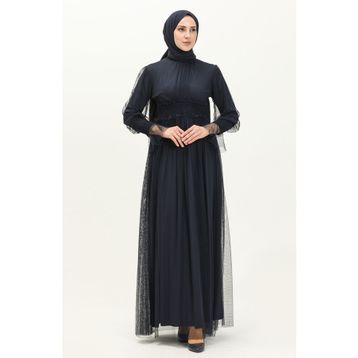 Sefamerve 5572-01 Lacivert Kadın Abiye Elbise