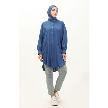 Sefamerve 6480-16 Açık Lacivert Kadın Tunik