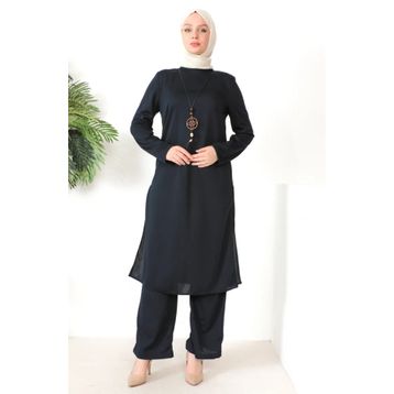 Sefamerve 8585-04 Lacivert Kadın Tunik Pantolon İkili Takım
