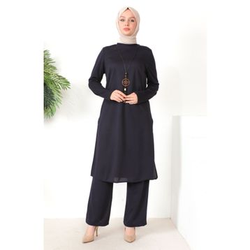 Sefamerve 8585-06 Mor Kadın Tunik Pantolon İkili Takım