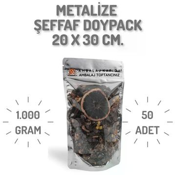 Şeffaf 20x30 cm Metalize Kilitli Doypack