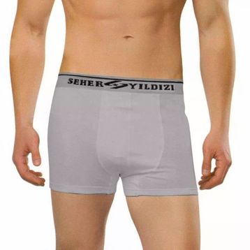 Seher Yıldızı 060 Likralı Paçalı 12 Adet Gri Erkek Boxer