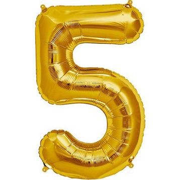 Şekilli 5 Numara Supershape Gold Rakam Folyo Balon