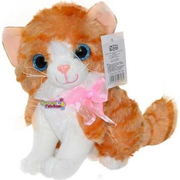 Selay Miyavlayan Sarı - Beyaz Kedi 25 cm Peluş Oyuncak