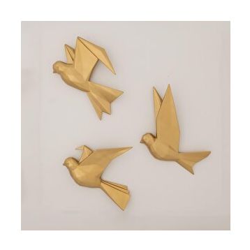 Selim Mouette 3'lü Altın Dekoratif Kuş