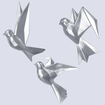 Selim Mouette 3'lü Gümüş Dekoratif Kuş