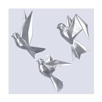 Selim Mouette 3'lü Gümüş Dekoratif Kuş