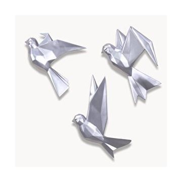 Selim Mouette 3'lü Gümüş Dekoratif Kuş