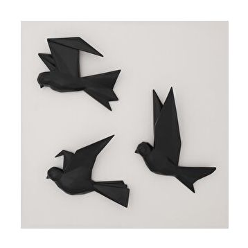 Selim Mouette 3'lü Siyah Dekoratif Kuş