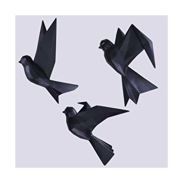 Selim Mouette 3'lü Siyah Dekoratif Kuş