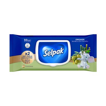 Selpak 50'li Organik Bambu Özlü & Pamuk Özlü Islak Mendil