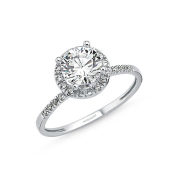 Sembol Gold 1.00 Karat Zirconia Beyaz Altın Tektaş Yüzük