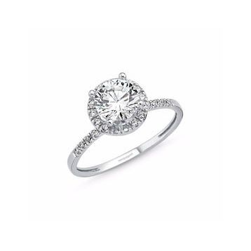 Sembol Gold 1.00 Karat Zirconia Beyaz Altın Tektaş Yüzük