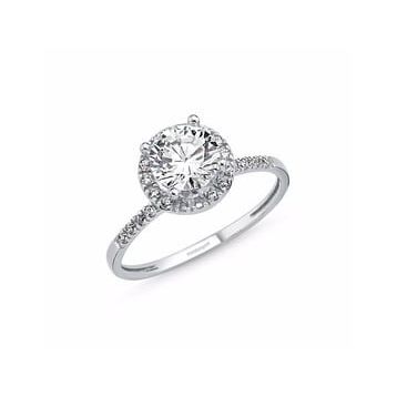 Sembol Gold 1.00 Karat Zirconia Beyaz Altın Tektaş Yüzük