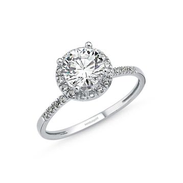 Sembol Gold 1.00 Karat Zirconia Beyaz Altın Tektaş Yüzük