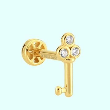 Sembol Gold 14 Ayar Altın Anahtar Tragus Piercing
